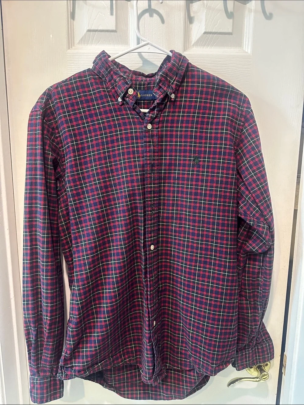 Polo by Ralph Lauren Navy and Red Plaid Button-Down Shirt
